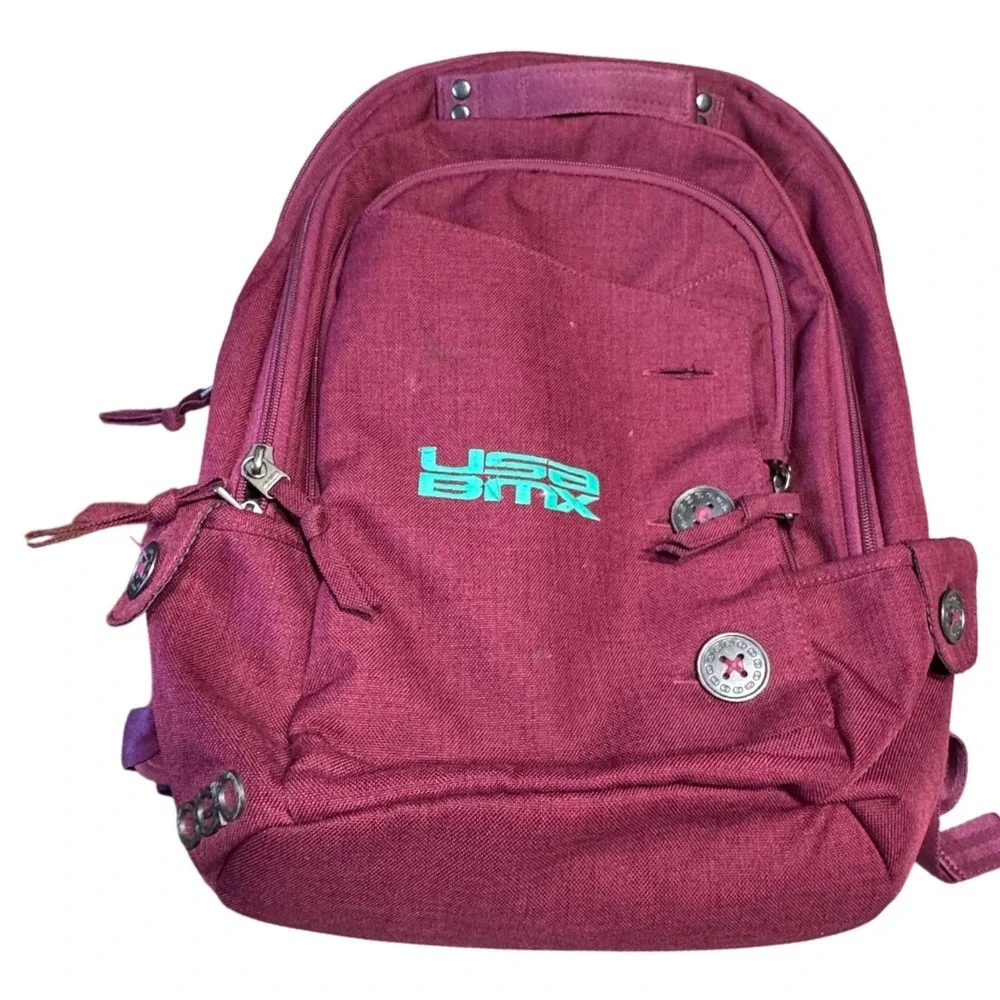 OGIO Backpack USA BMX Embroidered Maroon Burgundy Laptop Bag Sporty Travel Bag